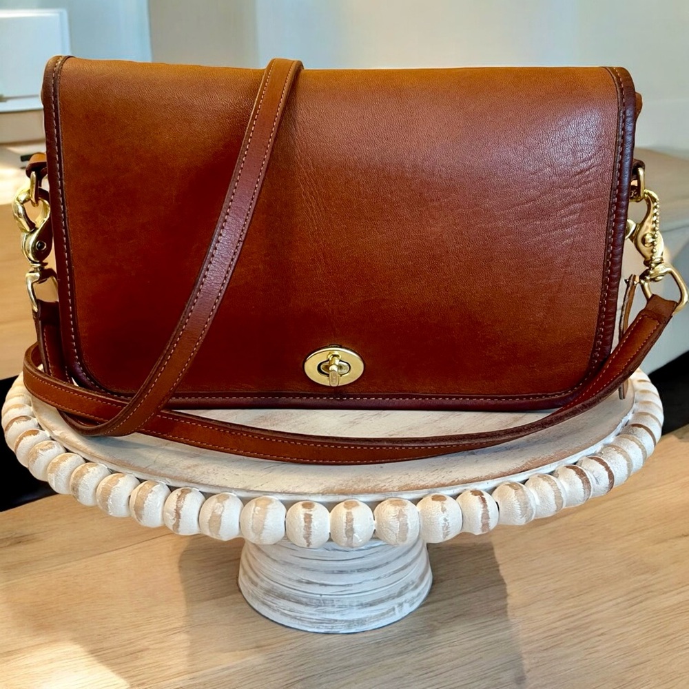 Coach Vintage 0118 Leather Pocket Bag Clutch Purse Shoulder Bag British Tan USA